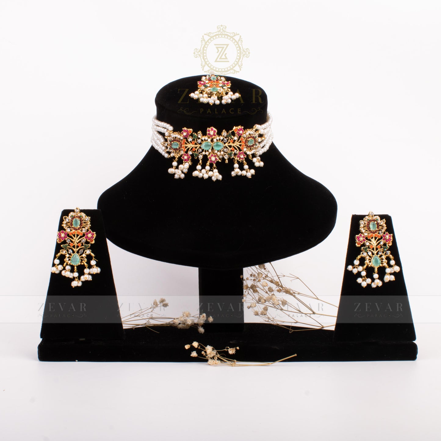 Handmade Navrattan Stones Set with Teeka