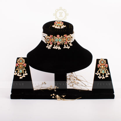 Handmade Navrattan Stones Set with Teeka