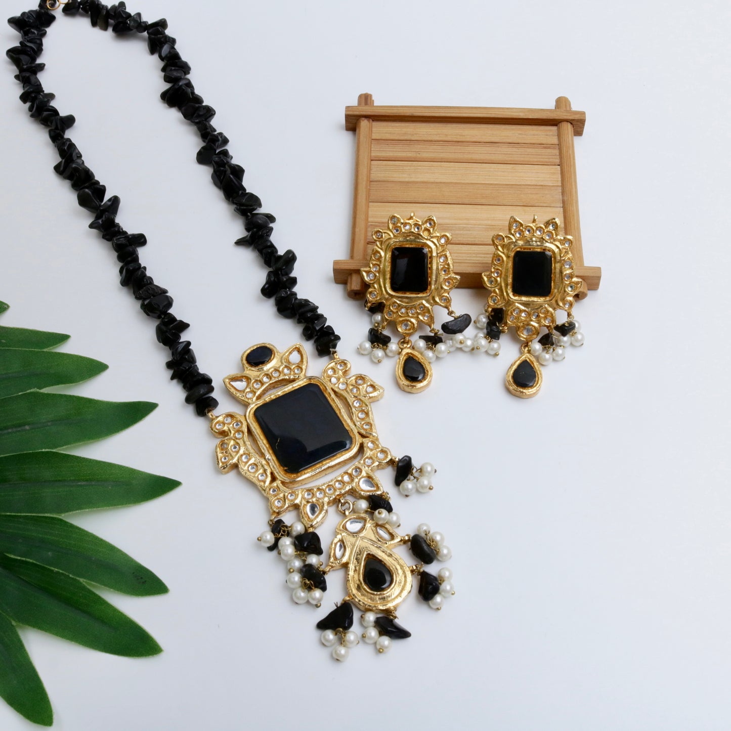 Noir Royal Laak Kundan Maala Set – 22K Gold Polish | 100% Handmade