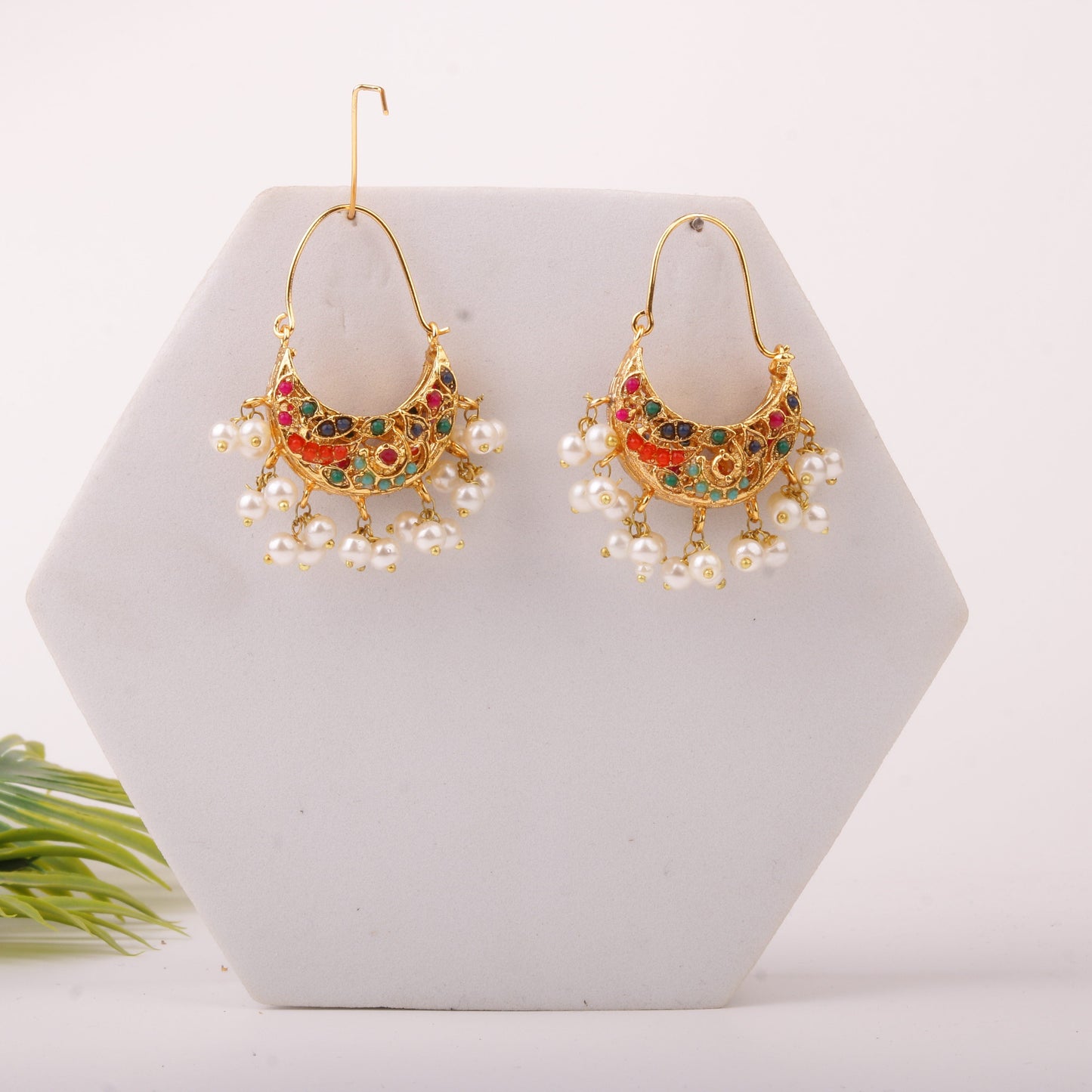 Multicolor Pearl Chandbali