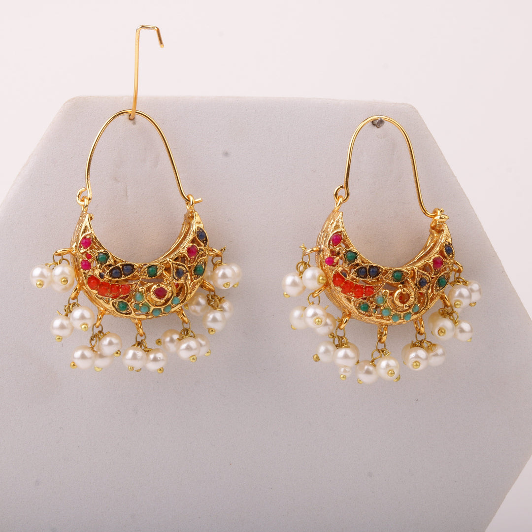 Multicolor Pearl Chandbali