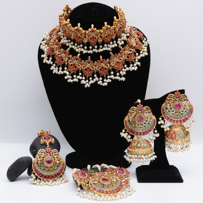 Rang-e-Mehfil" – Traditional Temple Bridal Set