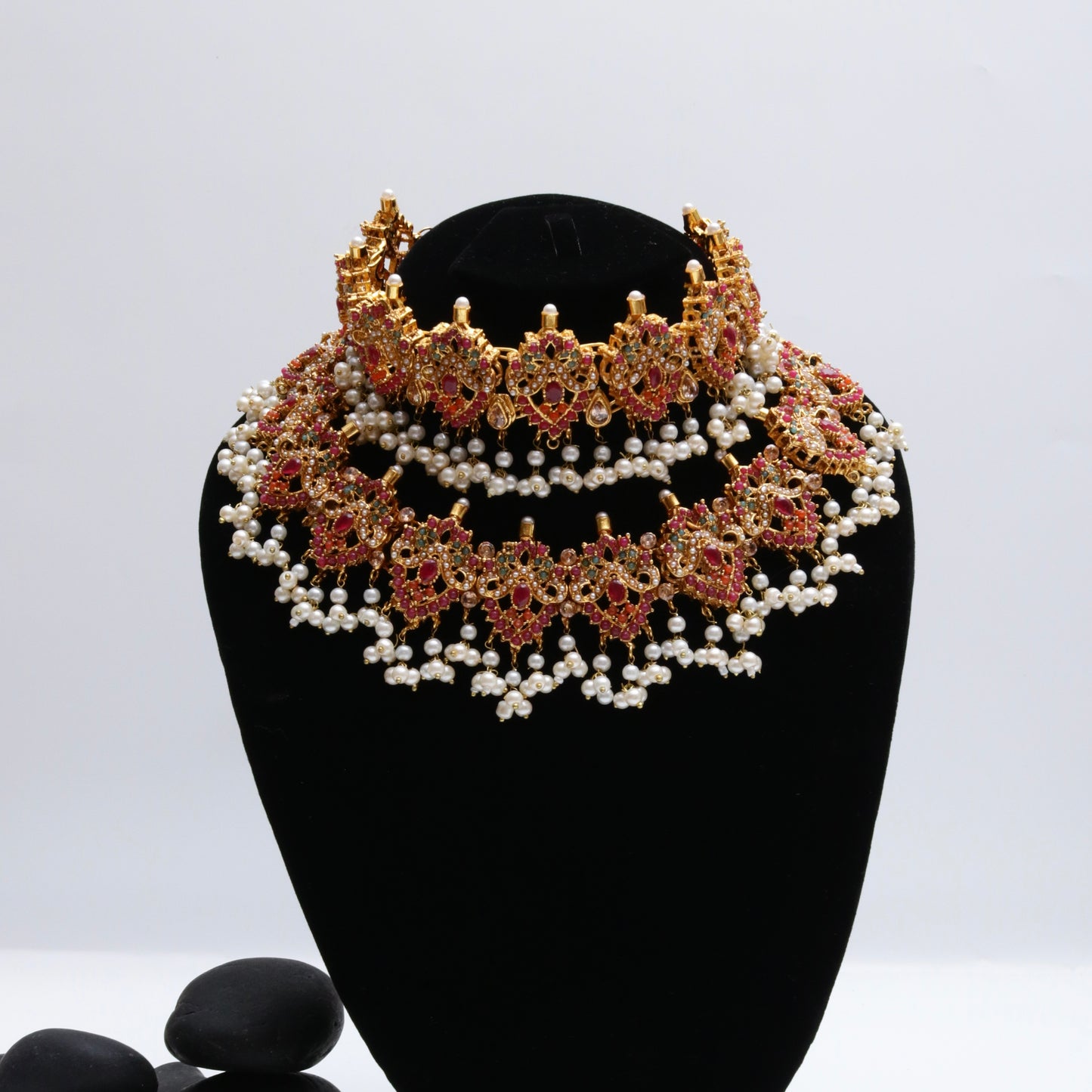 Rang-e-Mehfil" – Traditional Temple Bridal Set