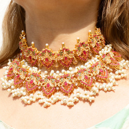 Rang-e-Mehfil" – Traditional Temple Bridal Set