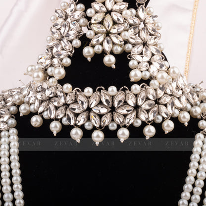 Imperial Bridal Kundun Pearl Set Silver