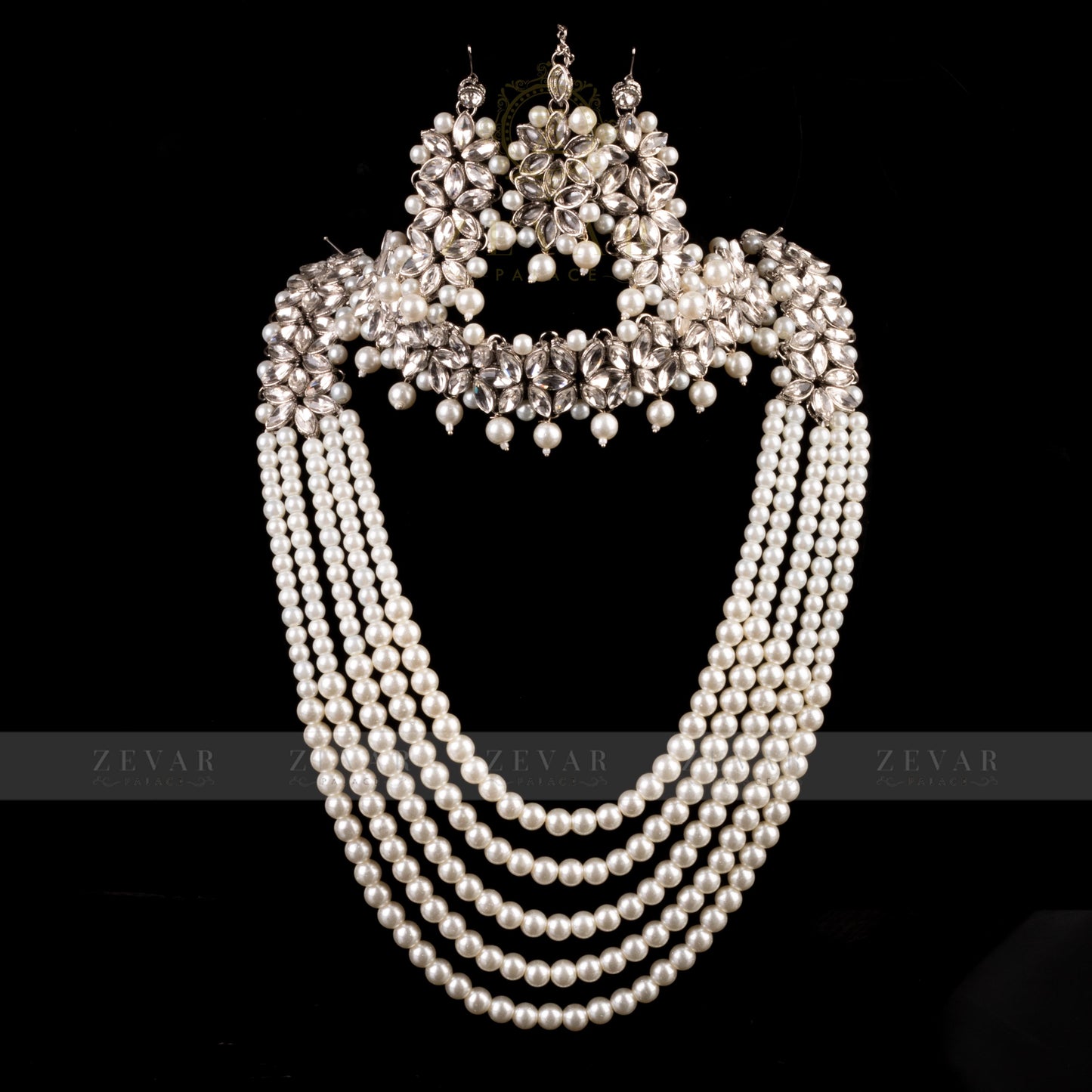 Imperial Bridal Kundun Pearl Set Silver