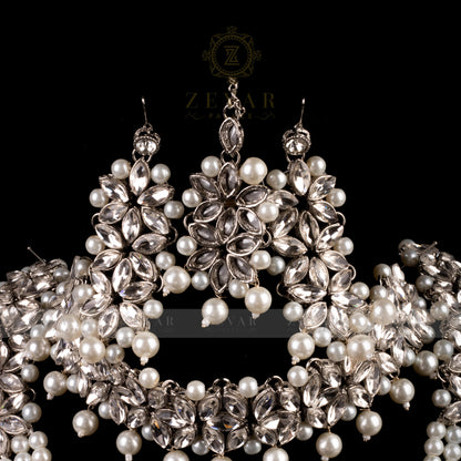 Imperial Bridal Kundun Pearl Set Silver
