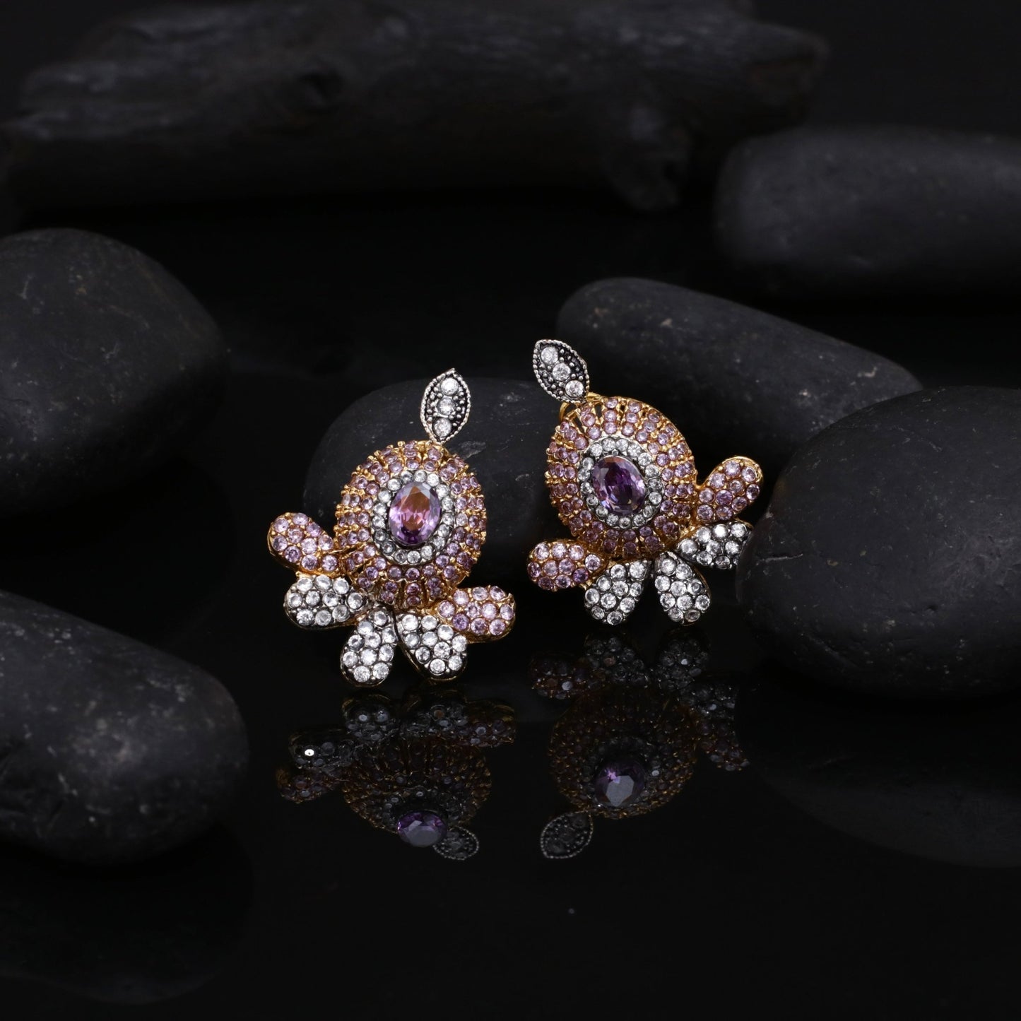 Oxidized Zircon Studs - Riwaaj