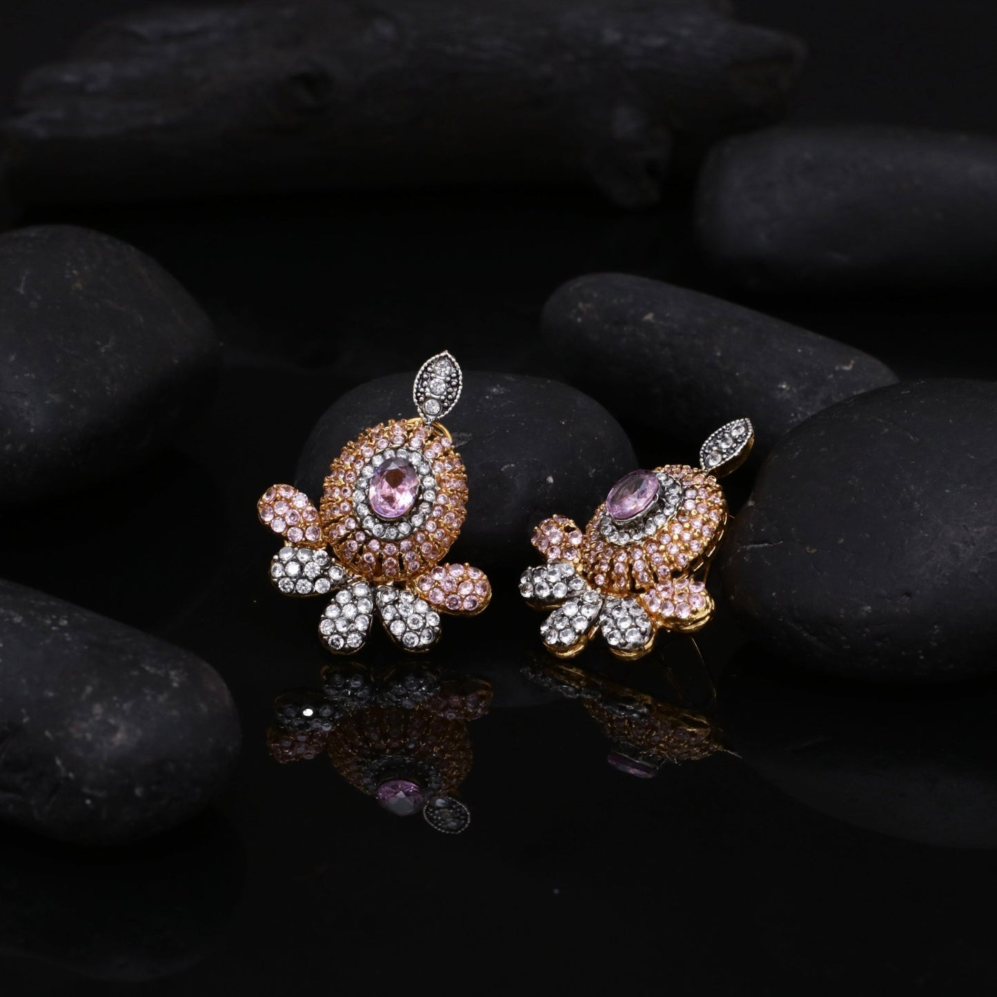 Oxidized Zircon Studs - Riwaaj