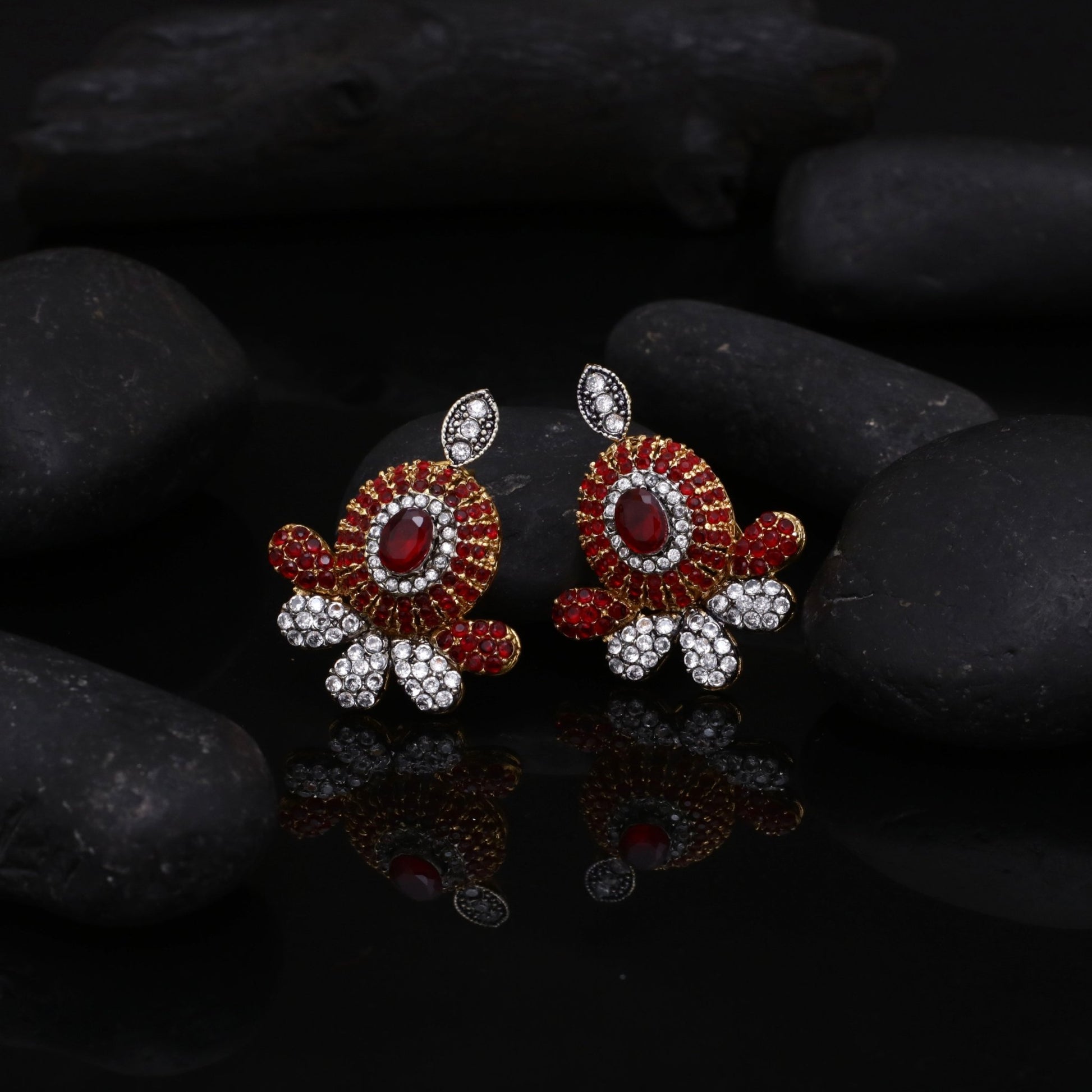 Oxidized Zircon Studs - Riwaaj