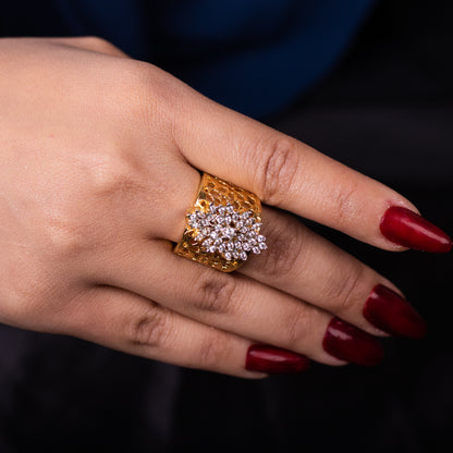 Captivating Gold-Plated Adjustable Zircon Ring