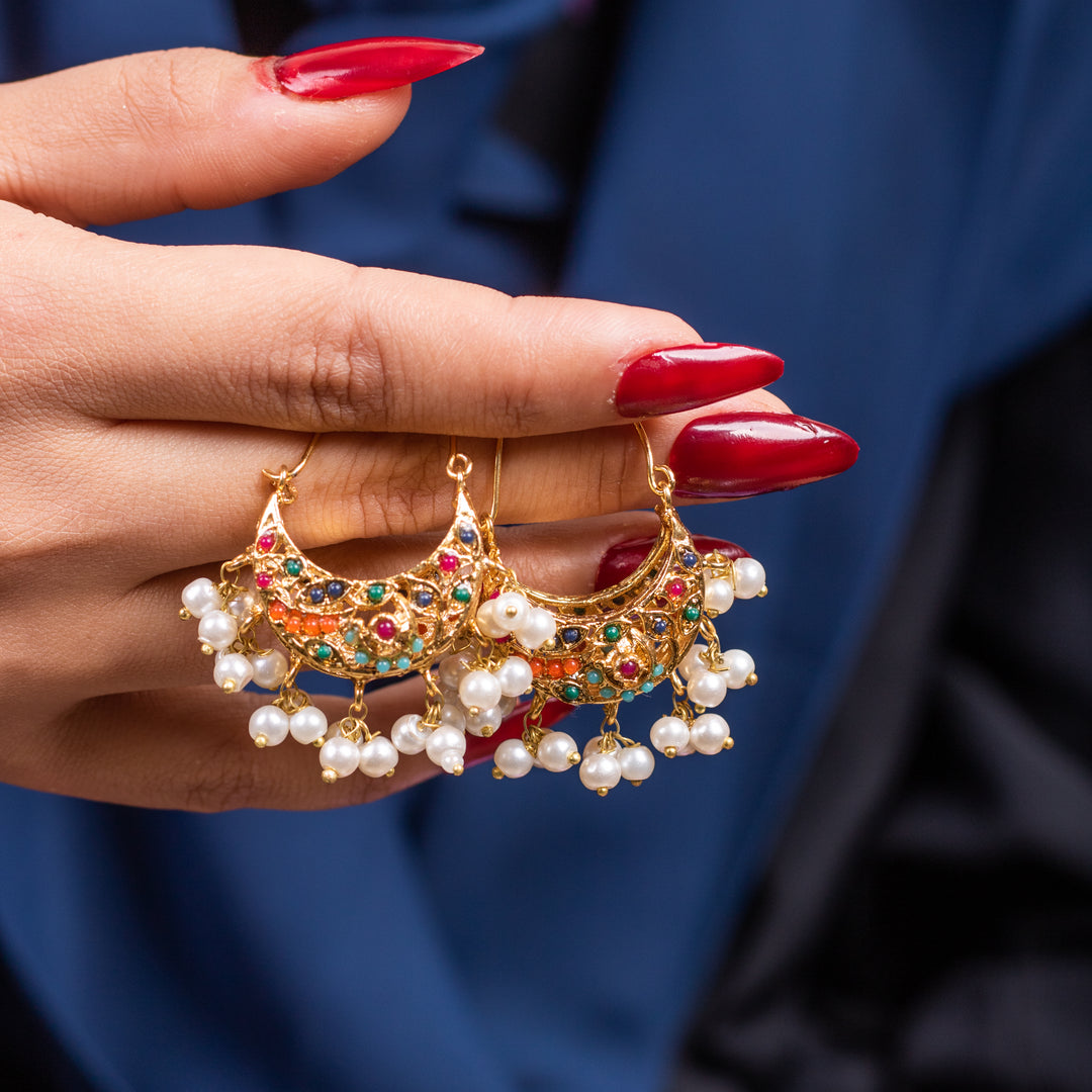 Multicolor Pearl Chandbali