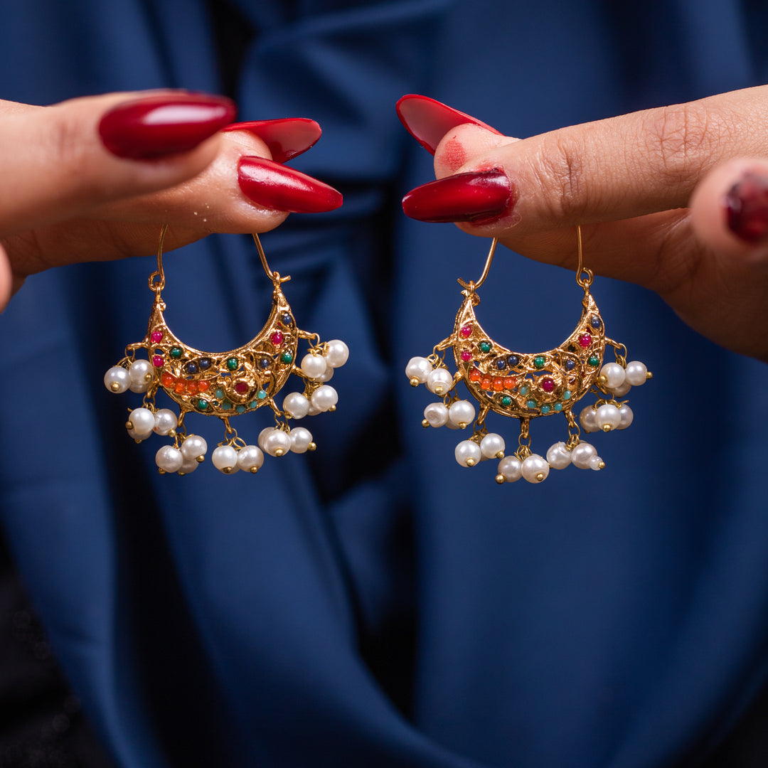Multicolor Pearl Chandbali