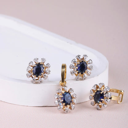Cubic Flower Locket Set - Riwaaj