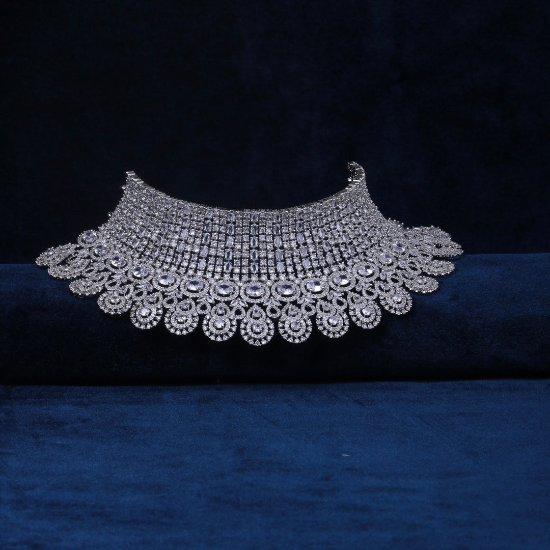 Exquisite Diamond-Inspired Bridal Set – 22K Silver Plated