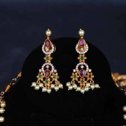 Ruby Bloom Long Necklace Set