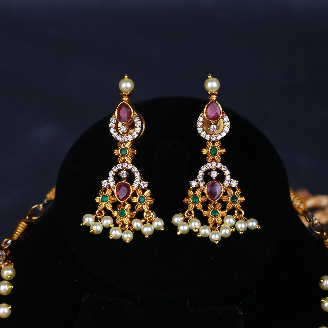 Ruby Bloom Long Necklace Set