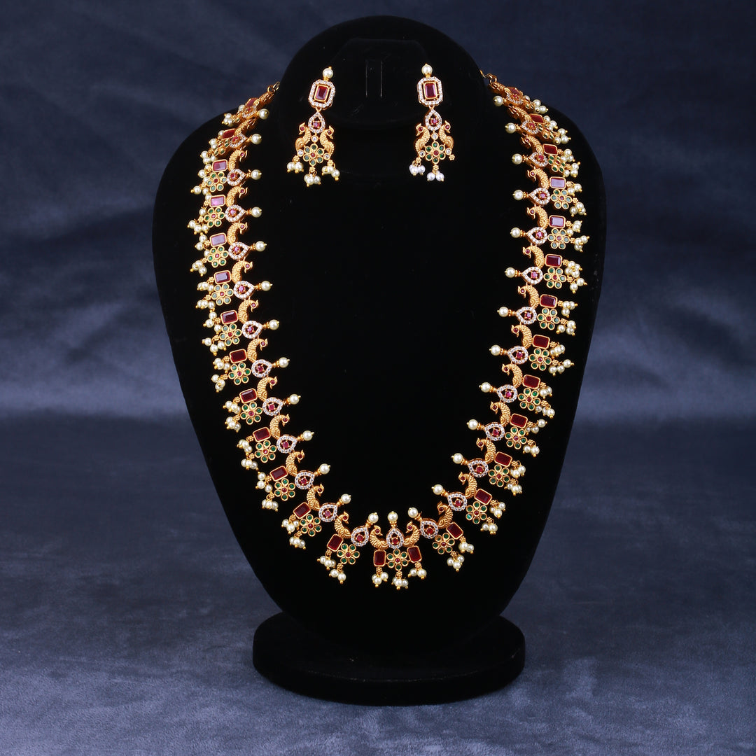 Ruby Bloom Long Necklace Set