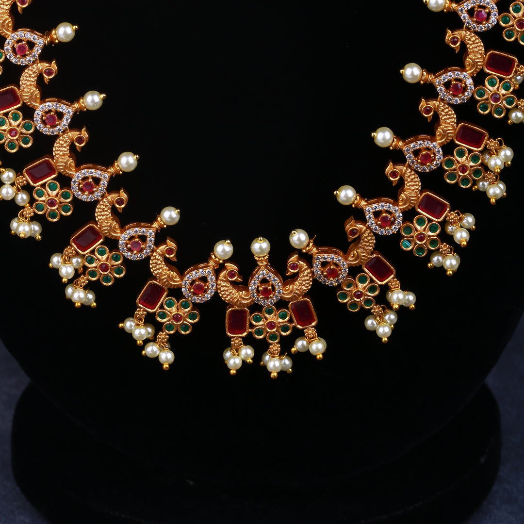 Ruby Bloom Long Necklace Set