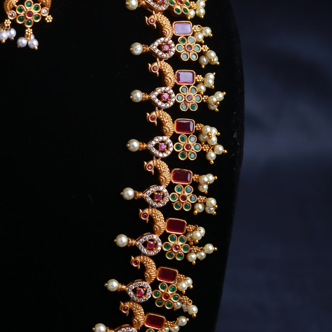 Ruby Bloom Long Necklace Set