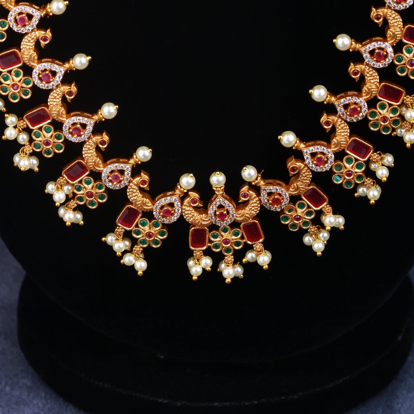 Ruby Bloom Long Necklace Set