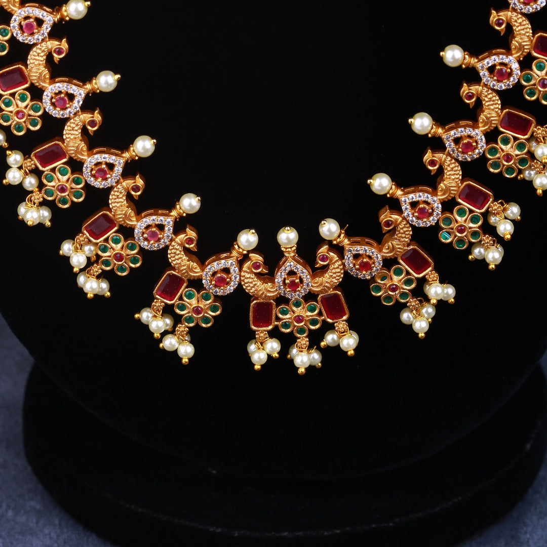 Ruby Bloom Long Necklace Set