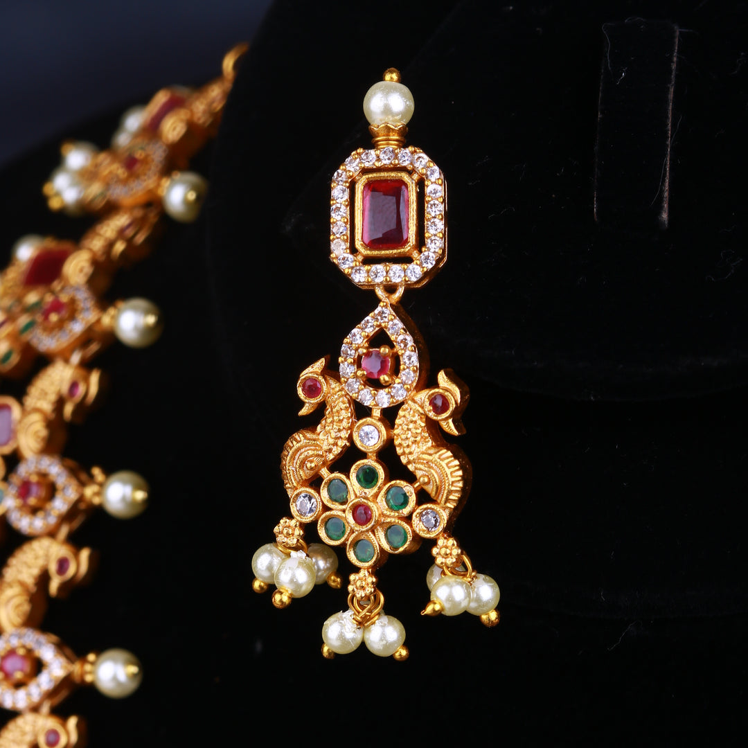 Ruby Bloom Long Necklace Set