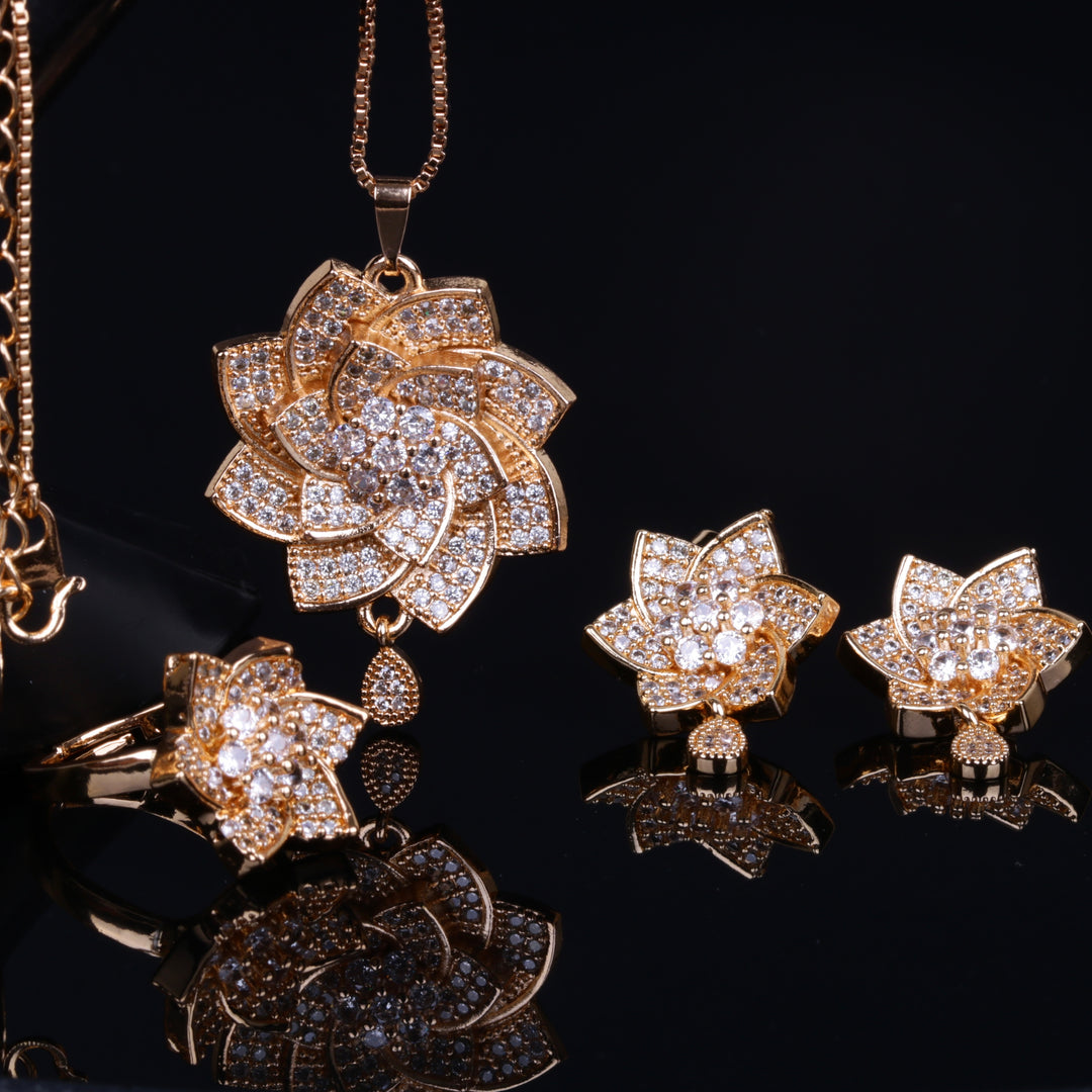 Golden Bloom CZ Set