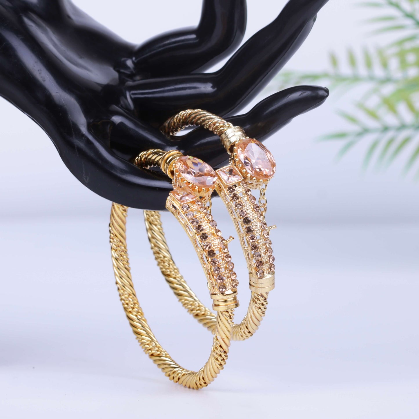 Tribal Solid Gold Polished Openable Bangles (Pair)