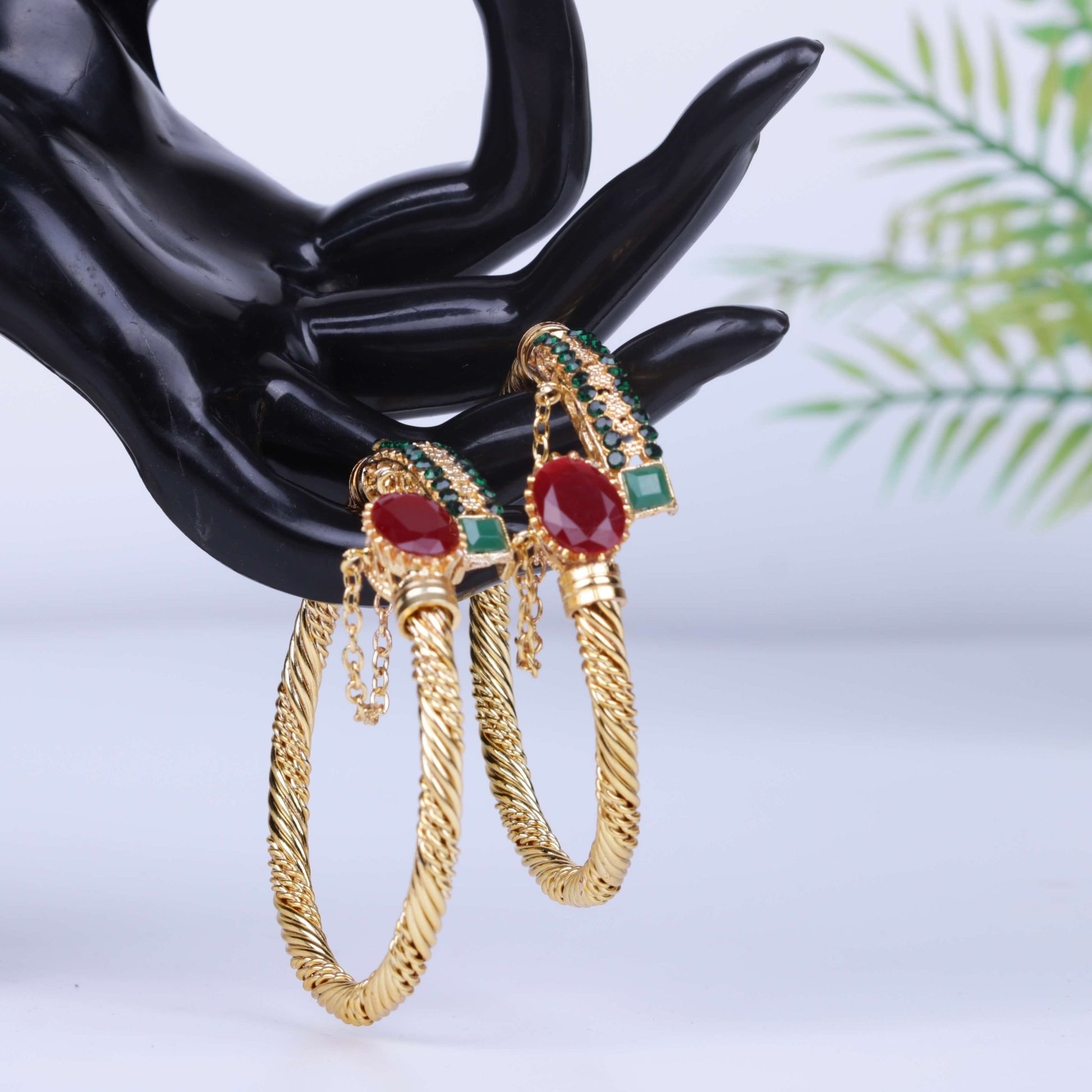 Tribal Solid Gold Polished Openable Bangles - Riwaaj
