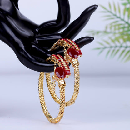Tribal Solid Gold Polished Openable Bangles - Riwaaj
