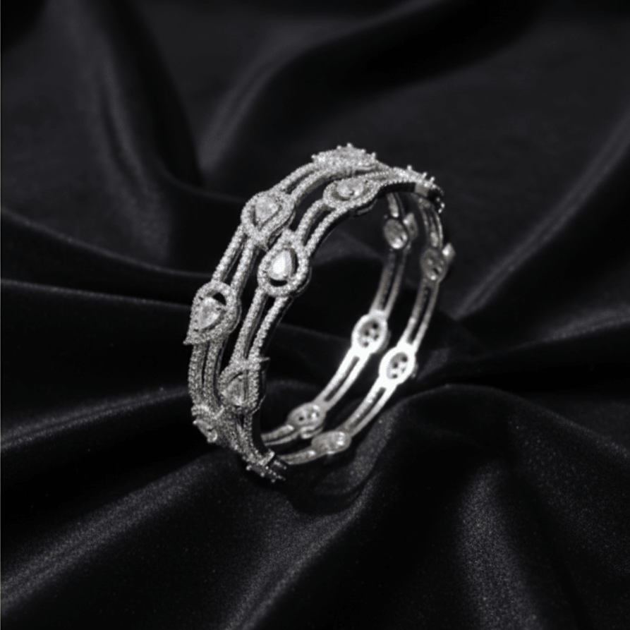 Silver Genome Bangles (Luxury Silver - Plated (Handmade) - Riwaaj