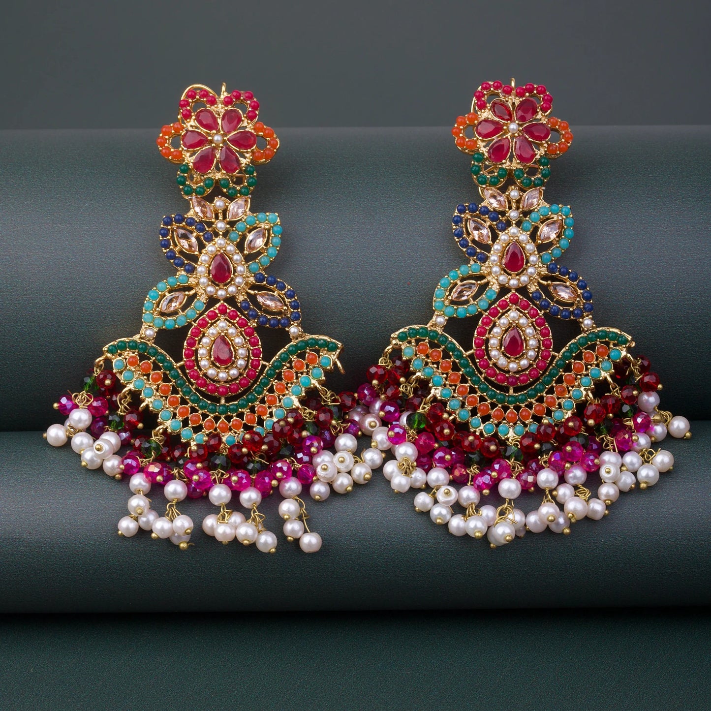 Overlong Navratan Earrings