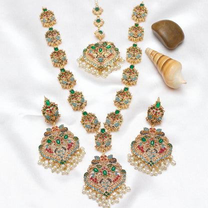 Tourmaline Navratan Necklace Set