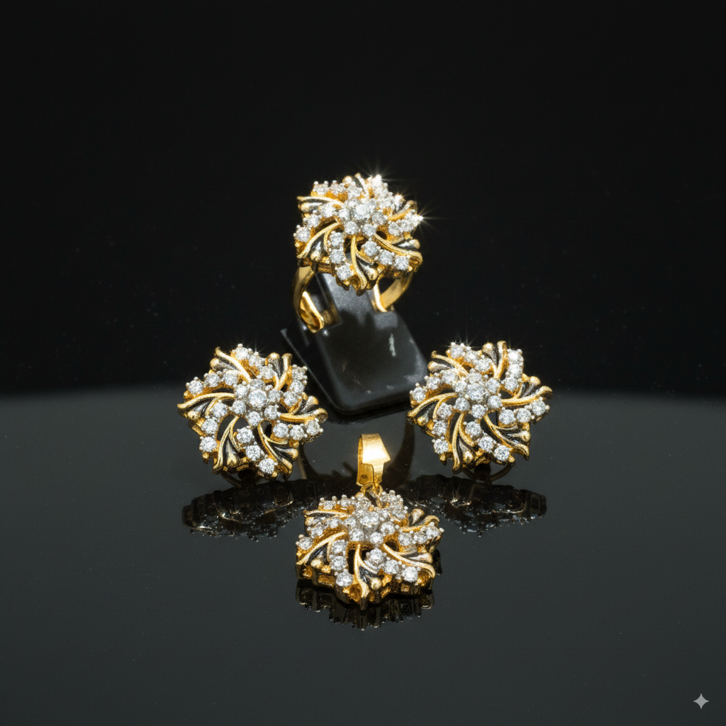 Radiant Zirconia Locket Set