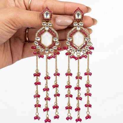Bahar Kashmiri Long Earrings – 22K Gold Handmade Statement Drops