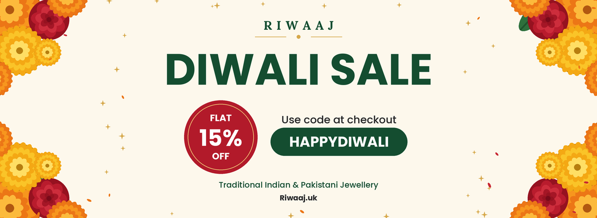 Riwaaj Diwali Sale – flat 15% off traditional Indian & Pakistani jewellery with code HAPPYDIWALI