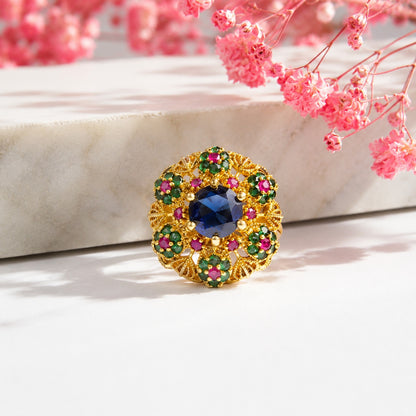Handcrafted 22k Gold Statement Medallion Ring