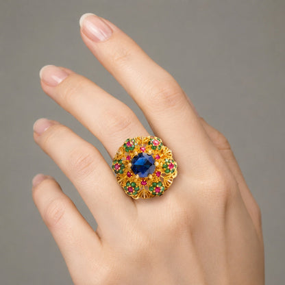 Handcrafted 22k Gold Statement Medallion Ring