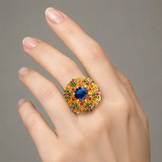 Handcrafted 22k Gold Statement Medallion Ring
