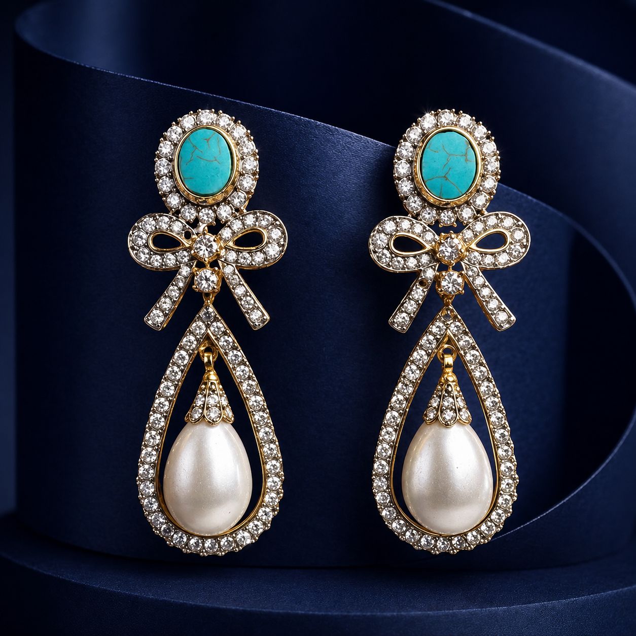 Turquoise Pearl Drop Earrings