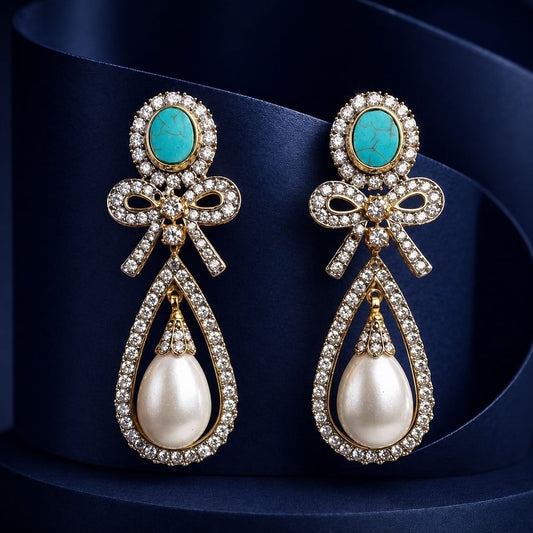 Turquoise Pearl Drop Earrings