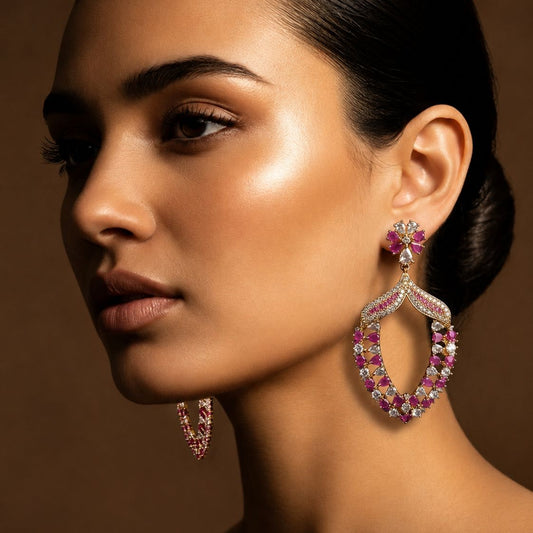 Ruby Teardrop Statement Earrings