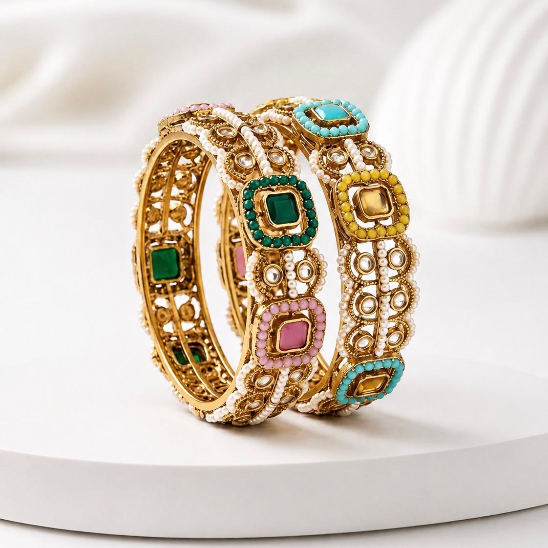 Multicolour Polki Bangle