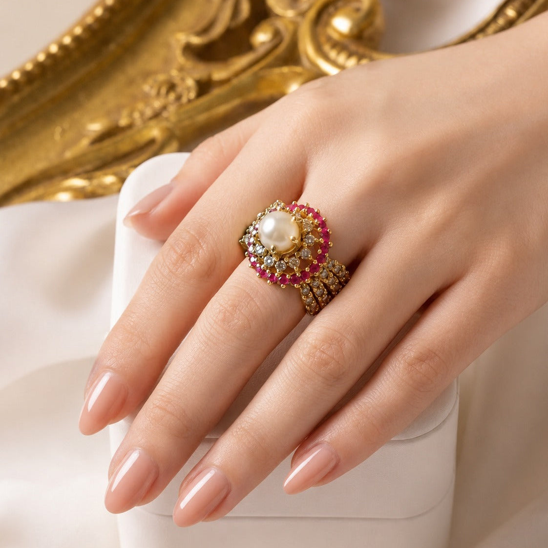 Handcrafted 22k Gold Statement Meridian Radial Ring