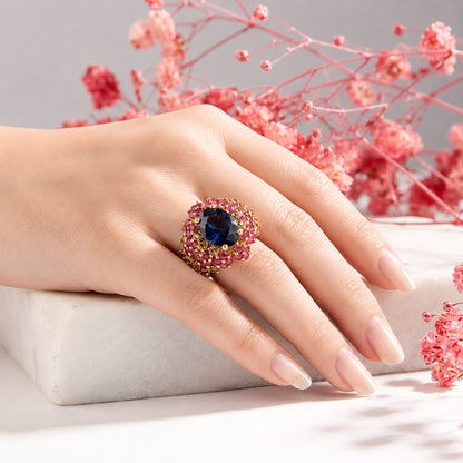 Handcrafted 22k Gold Statement Cluster Ring