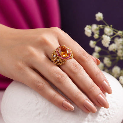 Handcrafted 22k Gold Statement Oval Cluster