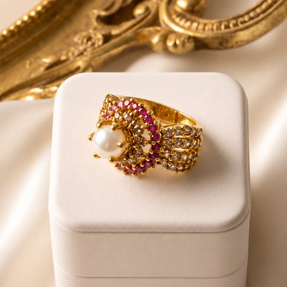 Handcrafted 22k Gold Statement Meridian Radial Ring