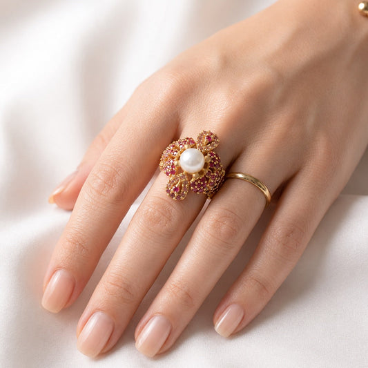 Handcrafted 22k Gold Statement Spoke & Lattice Ring