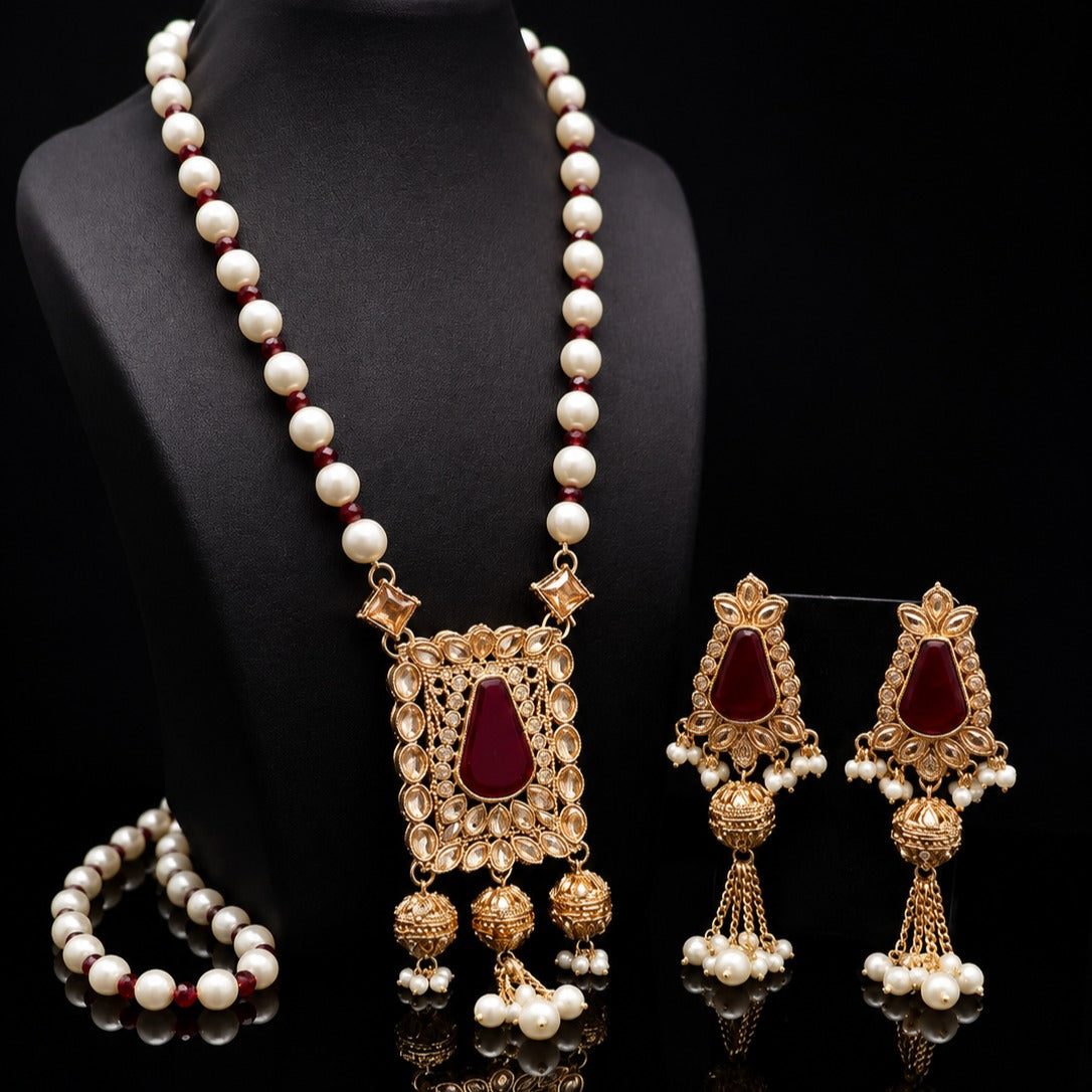 Zarmin Kundan Pearl Maala Set